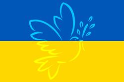 Flagge Ukraine Friedenstaube 250x167